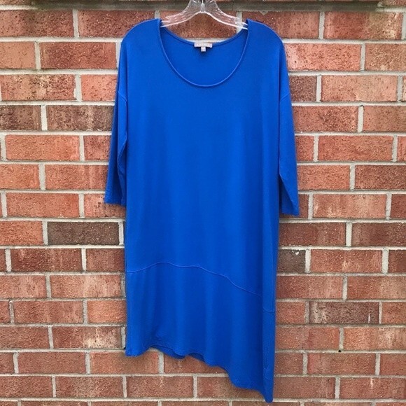 Lilla P Blue Asymmetrical Hem MIDI Dress sz M - Picture 1 of 8